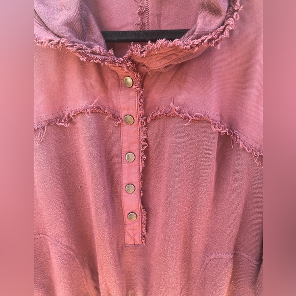 Free People Movement Windy Meadow Maroon/Burgundy Cropped Hoodie Sz Small - Picture 7 of 15